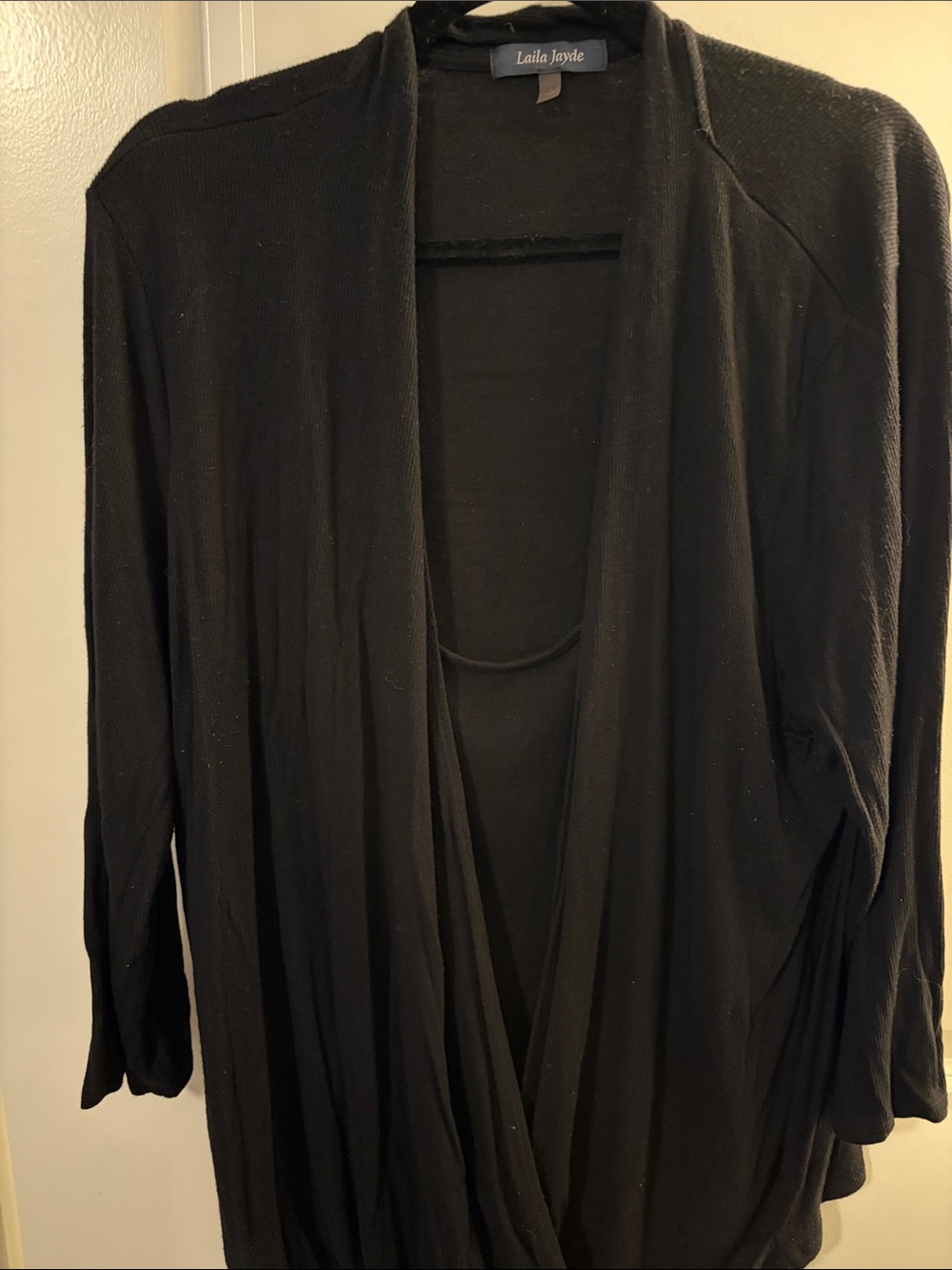Laila Jayde Black Open Draped Top